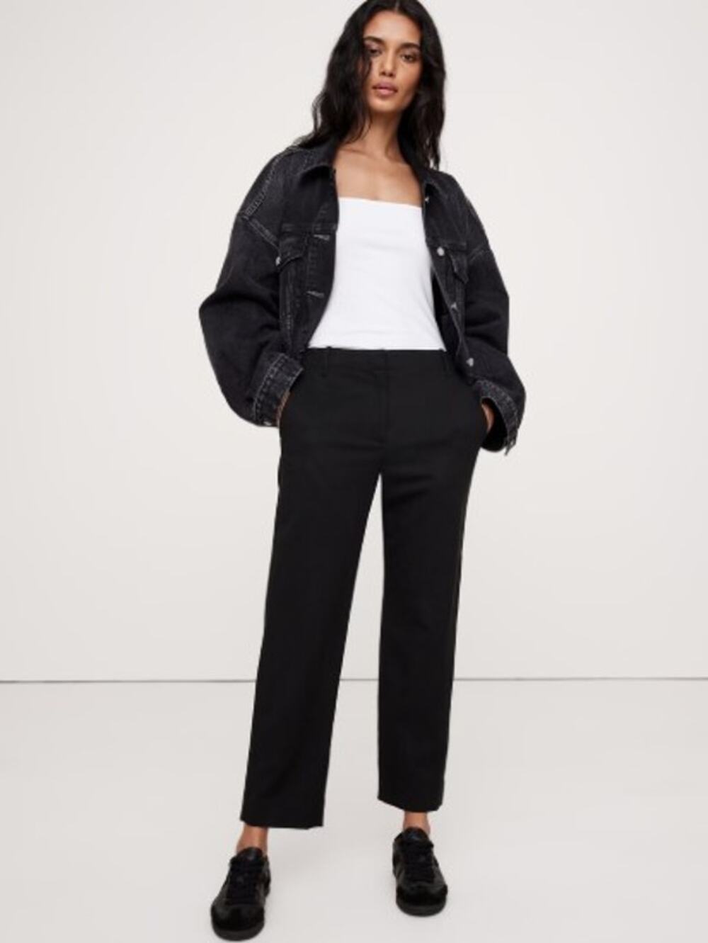 Banana Republic All Day Pant Black Med Relaxed Tapered Fit Business